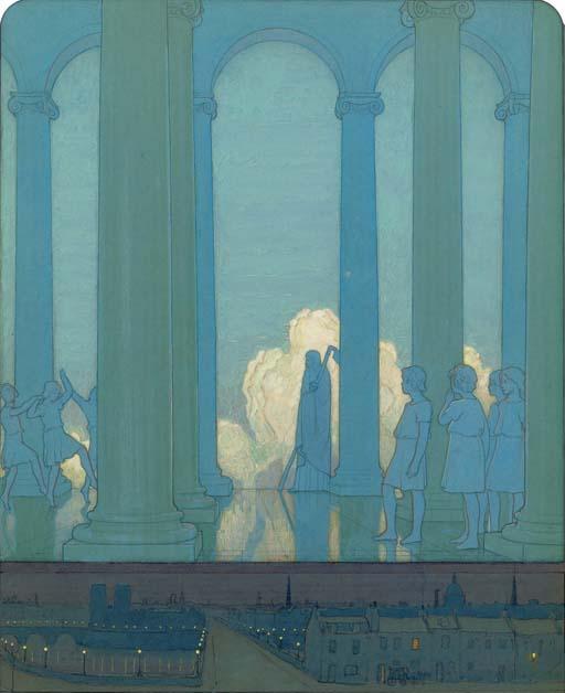 Frederick Cayley Robinson, A.R.A., R.W.S. - The Kingdom of the Future; An illustration for Maeterlinck\'s, \'The Blue Bird\'