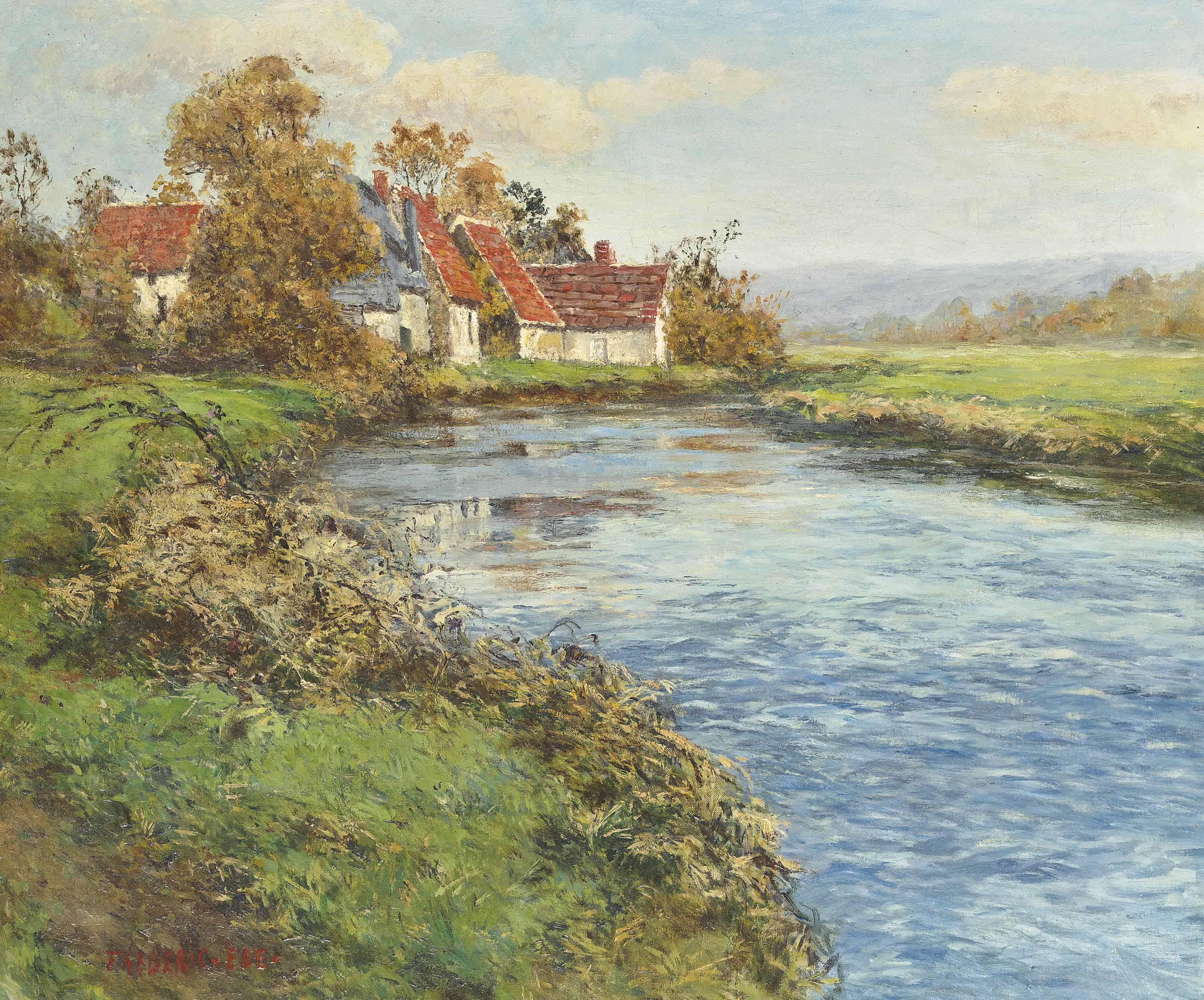 Frederick Charles Vipont Ede - A Riverside Farmhouse