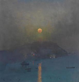 Frederick Cuming R.A., N.E.A.C. - Setting Sun Across the Bay