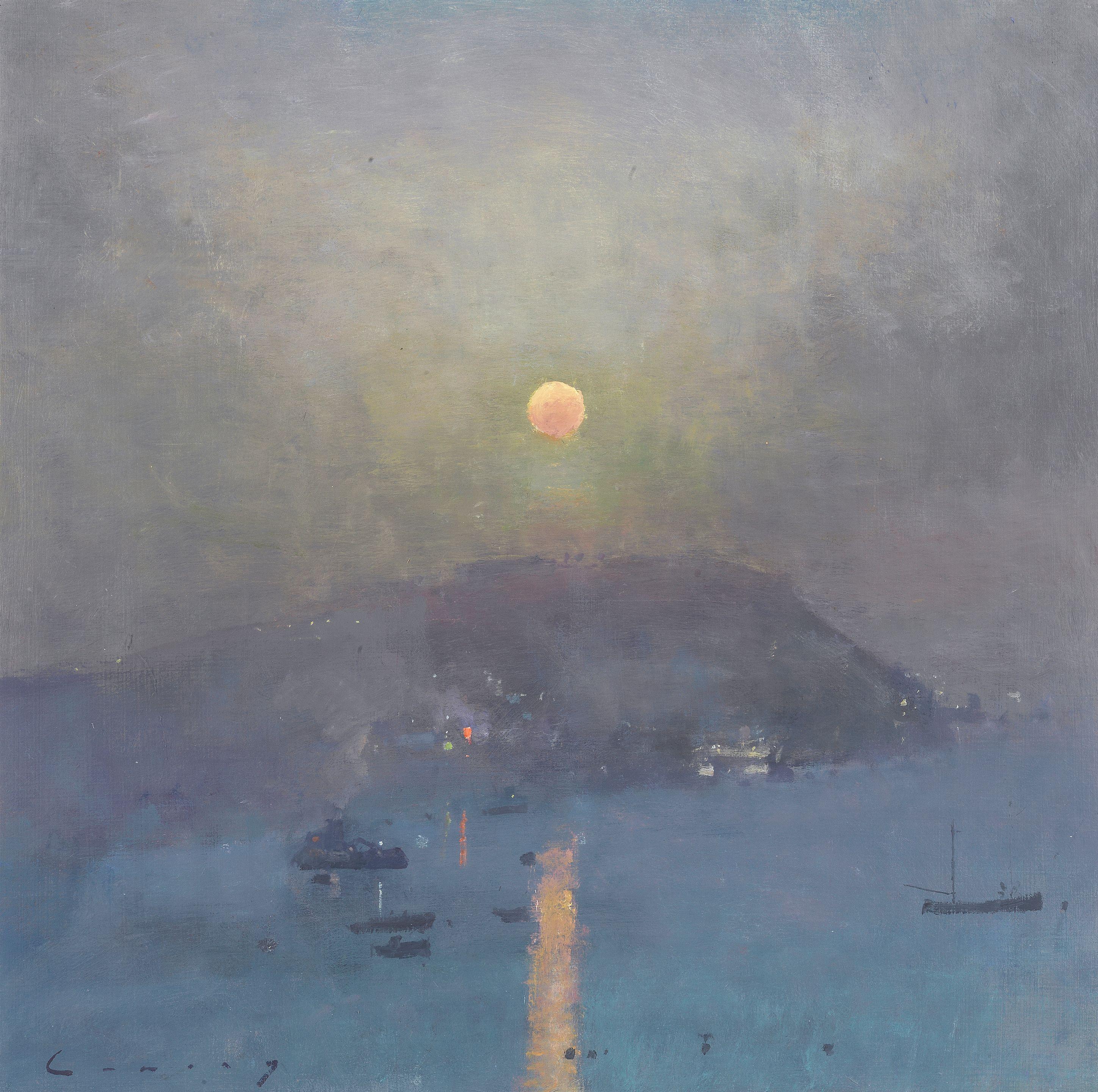 Frederick Cuming R.A., N.E.A.C. - Setting Sun Across the Bay