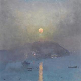 Frederick Cuming R.A., N.E.A.C. - Setting Sun Across the Bay