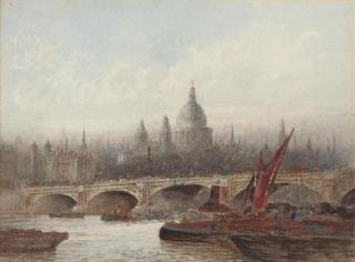 Frederick Edward Joseph Goff - The Thames At Blackfriars Bridge, St. Paul\'S Cathedral Beyond