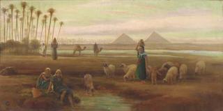 Frederick Goodall, R.A. - Sunset over the Pyramids