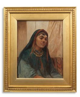 Frederick Goodall, RA - Head study of a lady wearing a head scarf