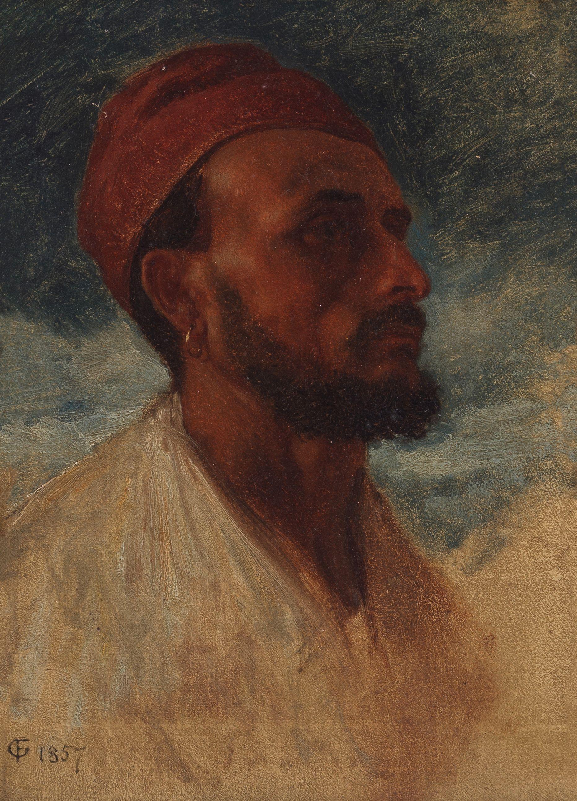 Frederick Goodall, RA - Portrait of a Turkish man