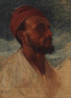 Frederick Goodall, RA - Portrait of a Turkish man