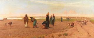Frederick Goodall, RA - The Sheik\'s daughter sowing the Dourah