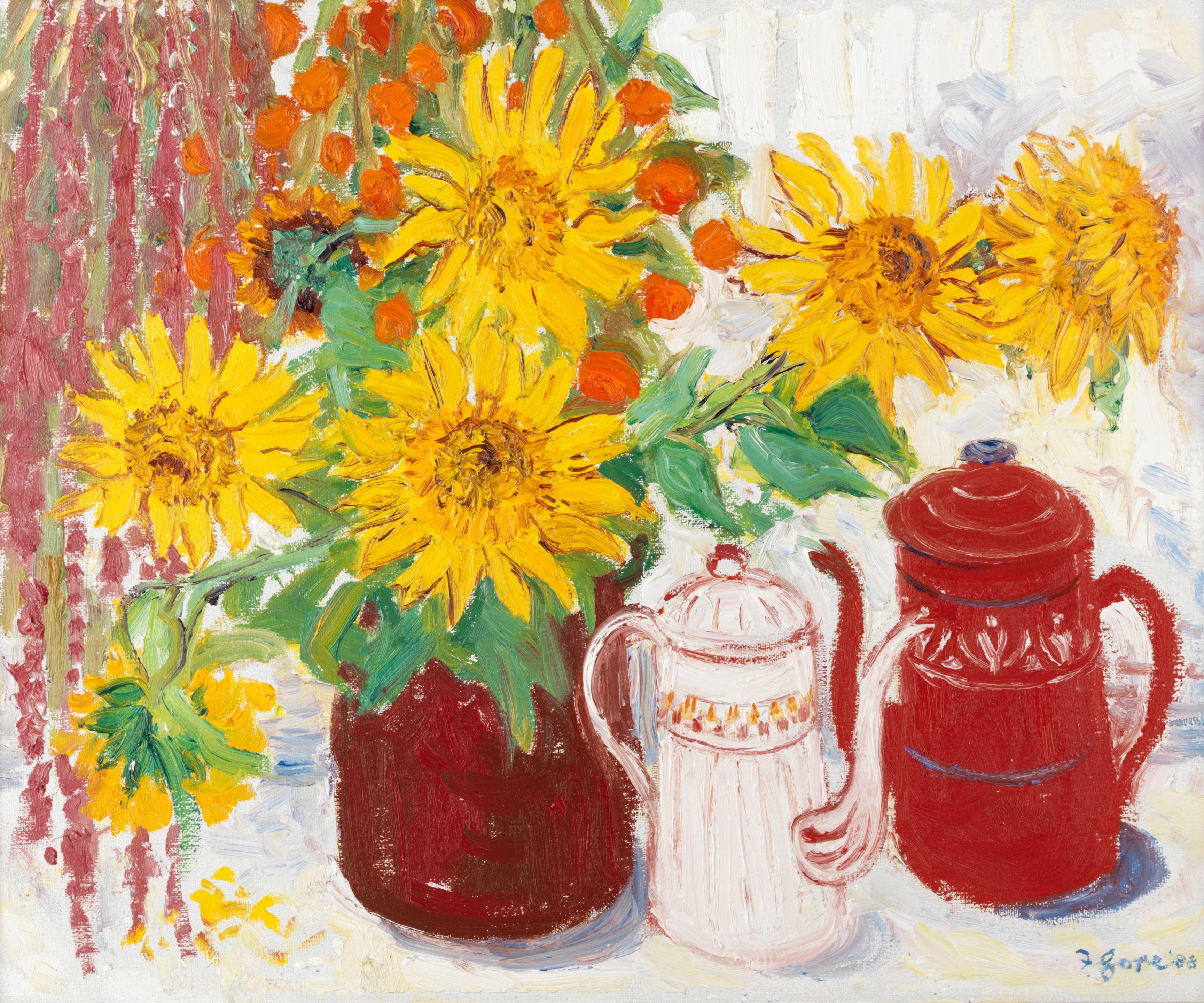 Frederick Gore C.B.E., R.A. - Still Life with Sunflowers