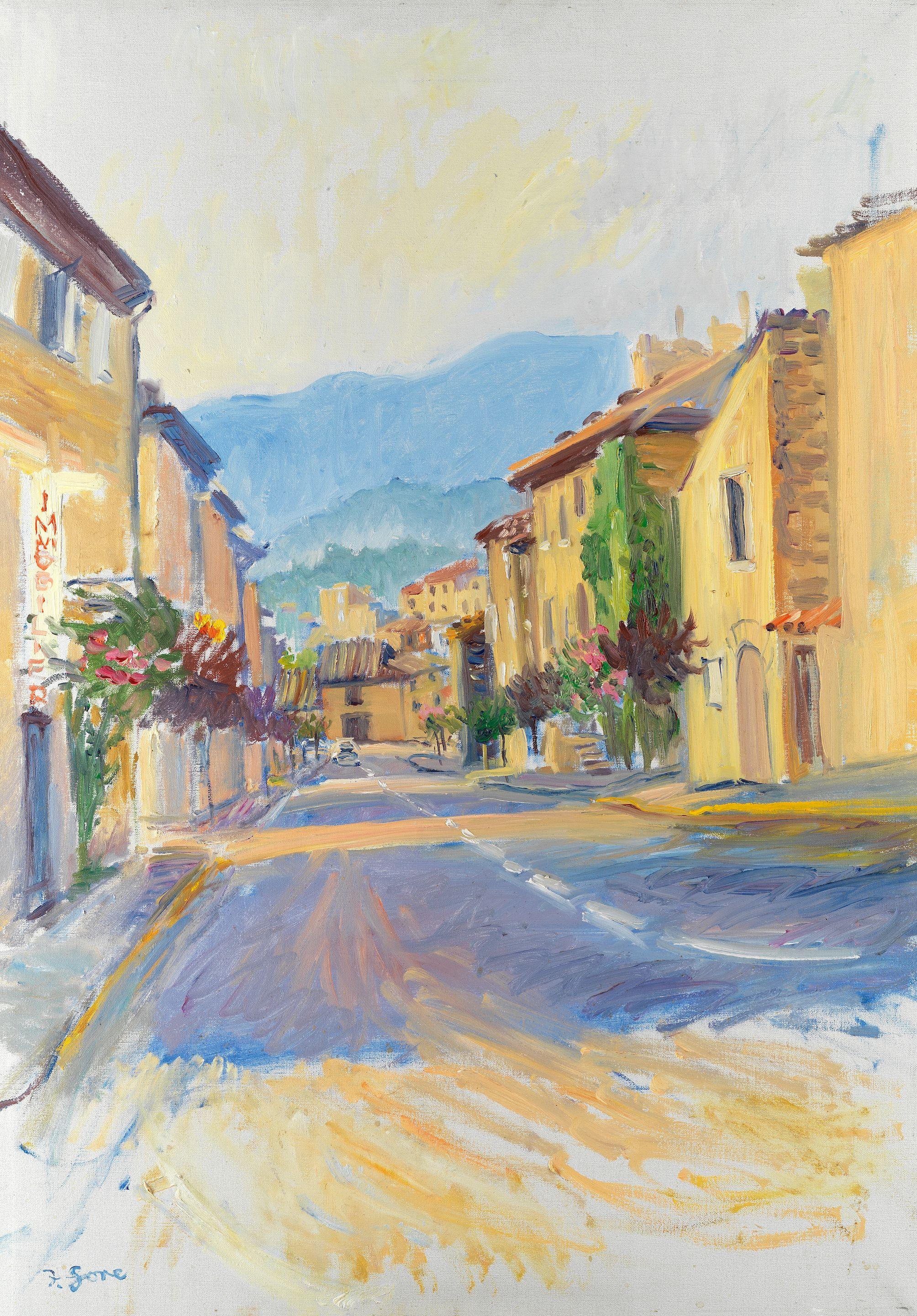 Frederick Gore C.B.E., R.A. - The Luberon, Seen From the Steep Downhill Road at Lauris