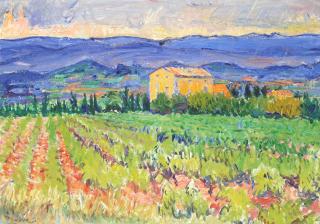 Frederick Gore C.B.E., R.A. - Vineyard with a Stormy Sky, Bonnieux, Vaucluse