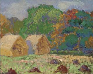 Frederick Gore, R.A. - Haystacks in Meopham, Kent