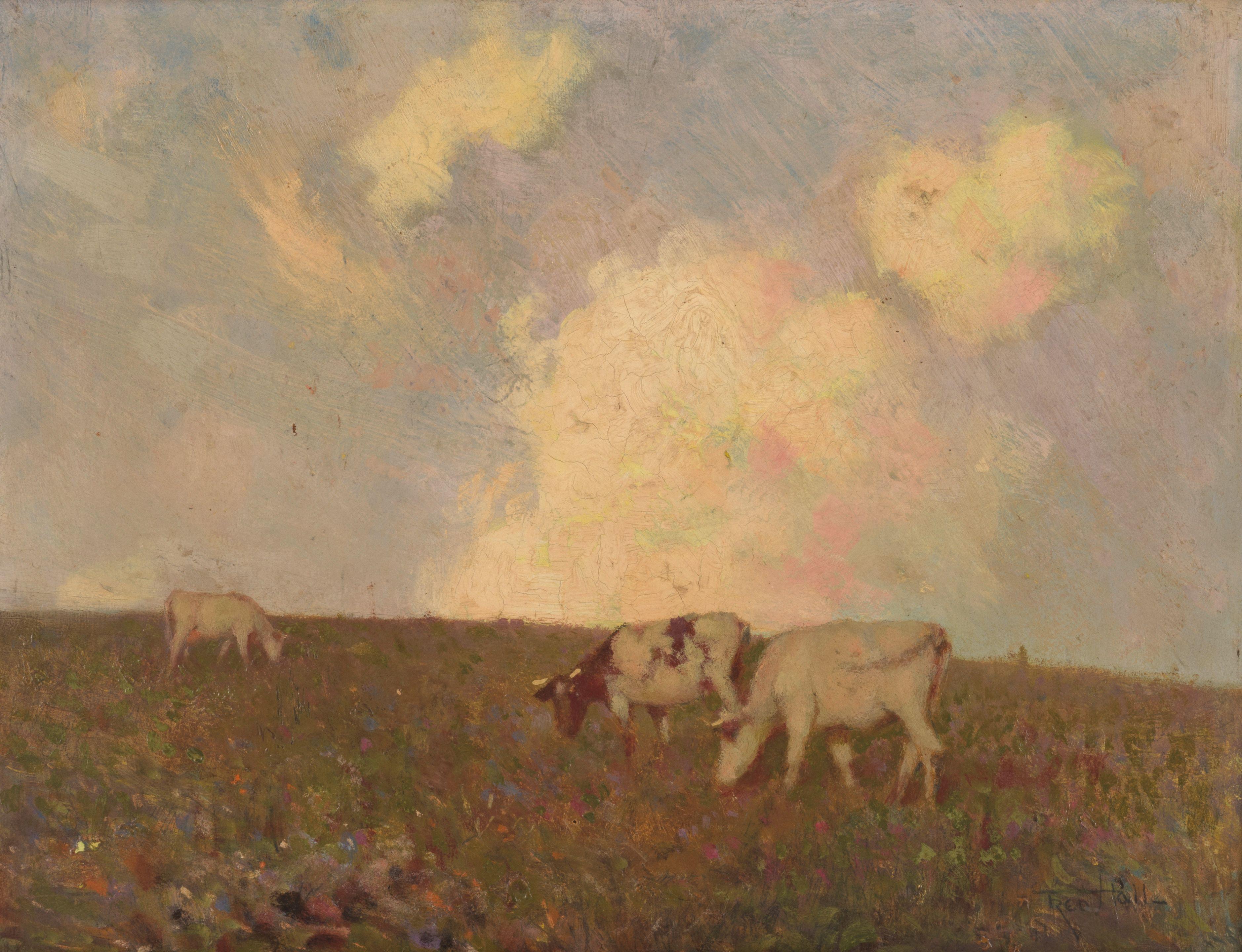 Frederick Hall - Cows grazing on a hillside