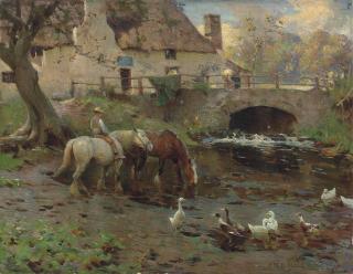 Frederick Hall - Horses watering