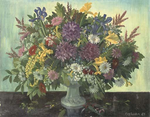 Frederick Henry Stonham, F.R.S.A. - Hyacinths, iris\', daises and fern