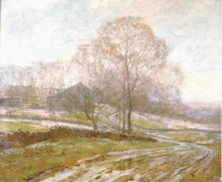 Frederick J. Mulhaupt - View of a farmhouse through trees