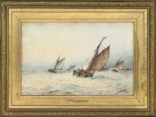 Frederick James Aldridge - Crabbers returning home in a squall