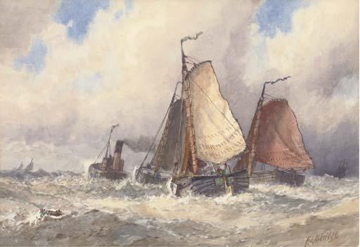Frederick James Aldridge - Fishing vessels sailing out from port