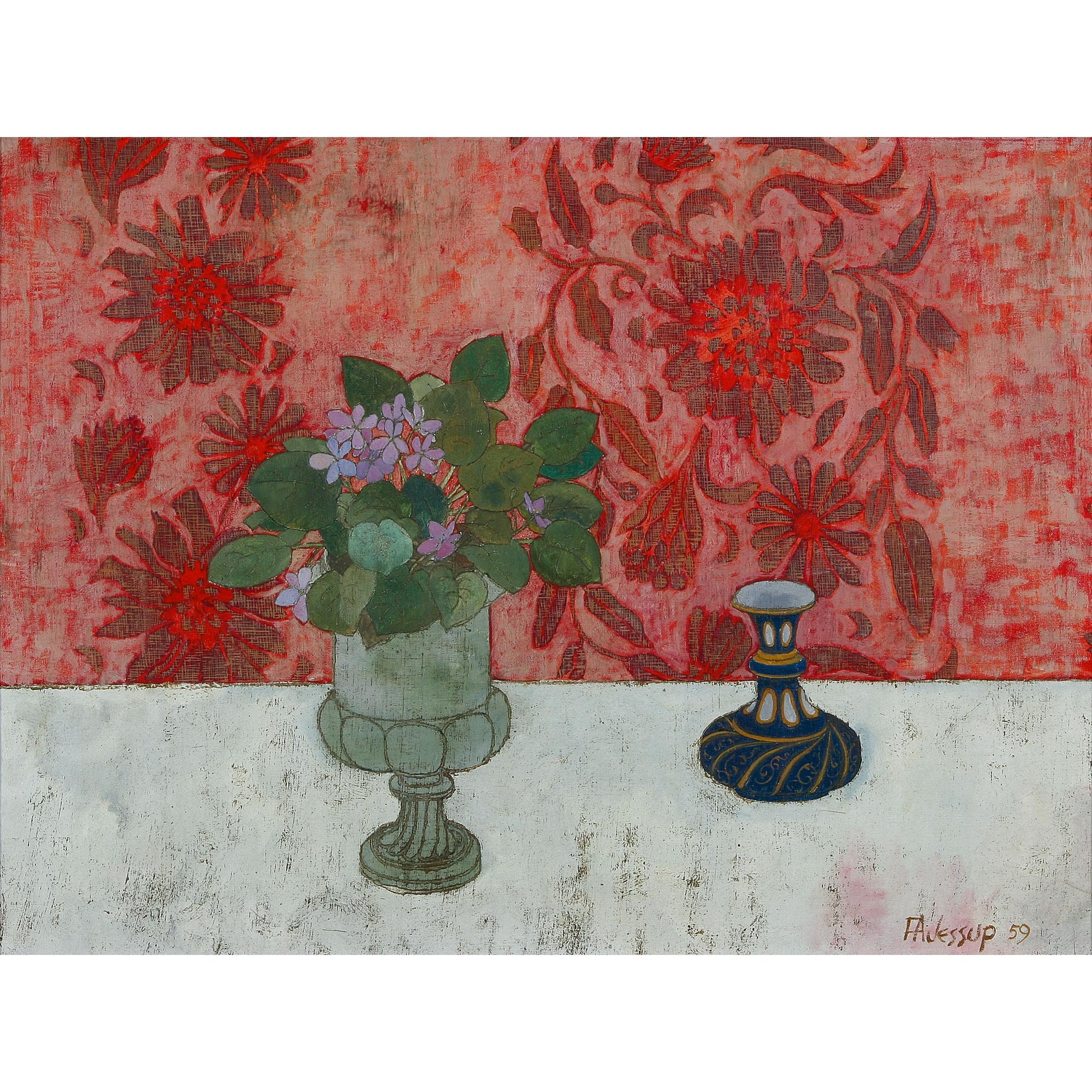 Frederick Jessup - Australian Still Life With Vase And Blue Vessel