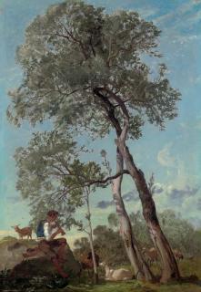 Frederick Lee Bridell - Goatherder playing a pipe in the Roman Campagna