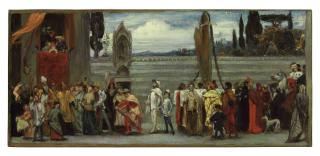Frederick Lord Leighton, P.R.A. - A Color Sketch for \'Cimabue\'s Celebrated Madonna is Carried in Procession through the Streets in Florence\'