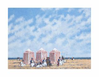Frederick McDuff - Figures with cabanas at the beach