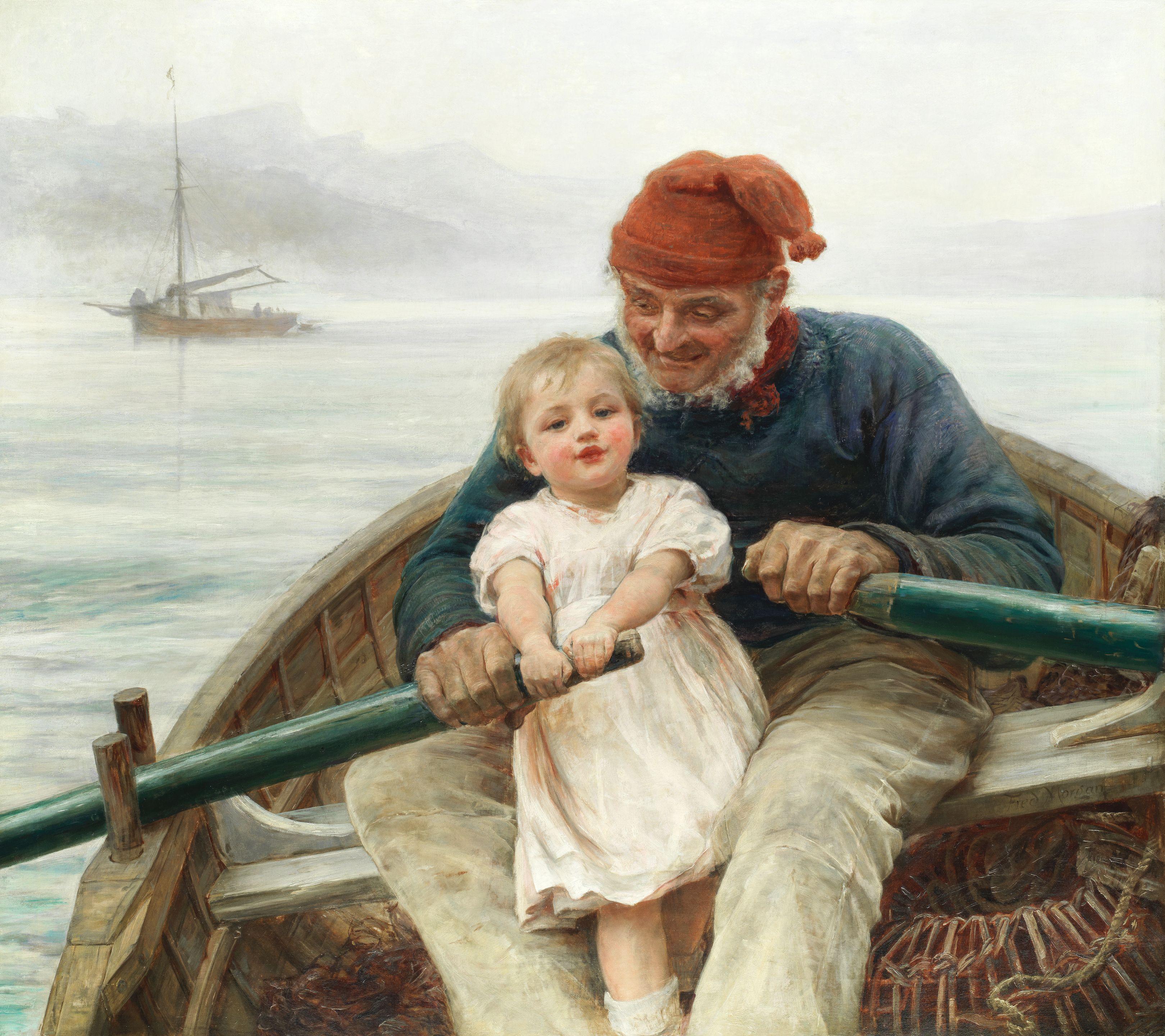 Frederick Morgan, ROI - Rowing with Grandpa