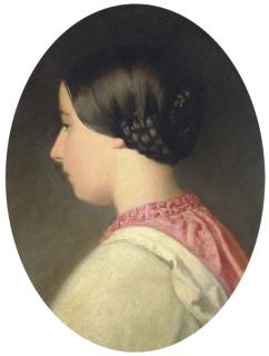 Frederick Morgan - Portrait of a girl, bust-length, in profile