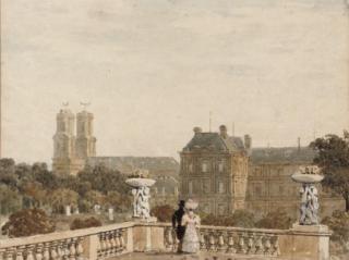 Frederick Nash, O.W.S. - An Elegant Couple Promenading In The Jardin Du Luxembourg, Paris