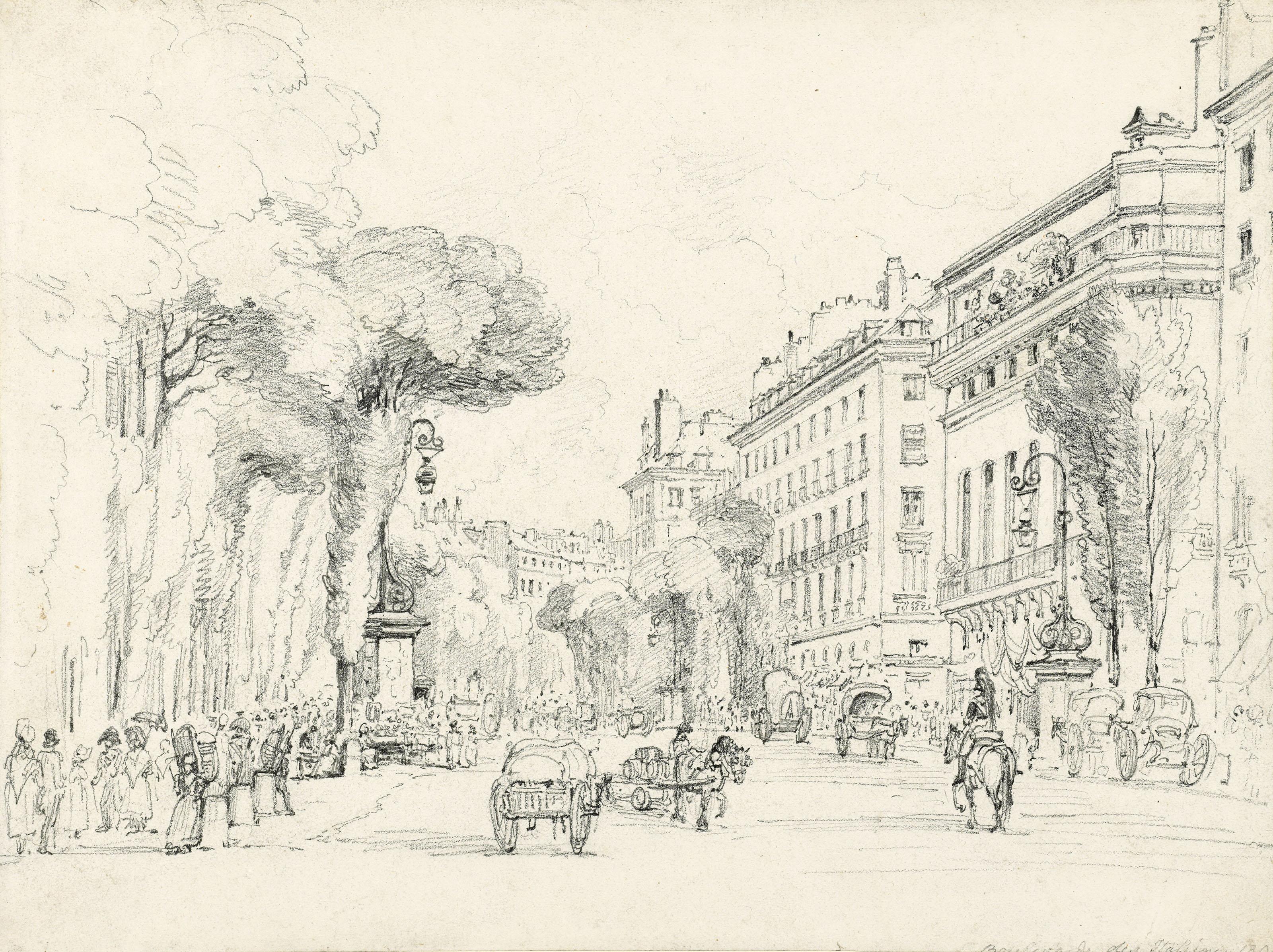 Frederick Nash, O.W.S. - Two studies of the Boulevard des Italiens, Paris