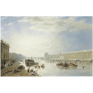 Frederick Nash - The Seine, Looking Towards The Louvre And The Pont Royal