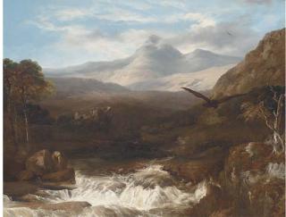 Frederick Richard Lee, R.A. - Eagles in a Highland valley