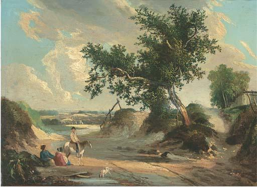 Frederick Richard Lee, R.A. - Figures Resting By A Country Path