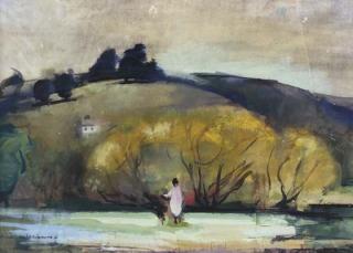 Frederick Ronald Williams - Figure In Lilydale Landscape