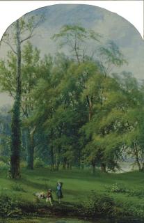 Frederick Rondel - Figures Fishing By A Steam