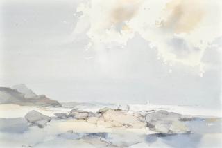 Frederick Sands, R.I. - Jersey Coastal Scene With Figures On The Shore