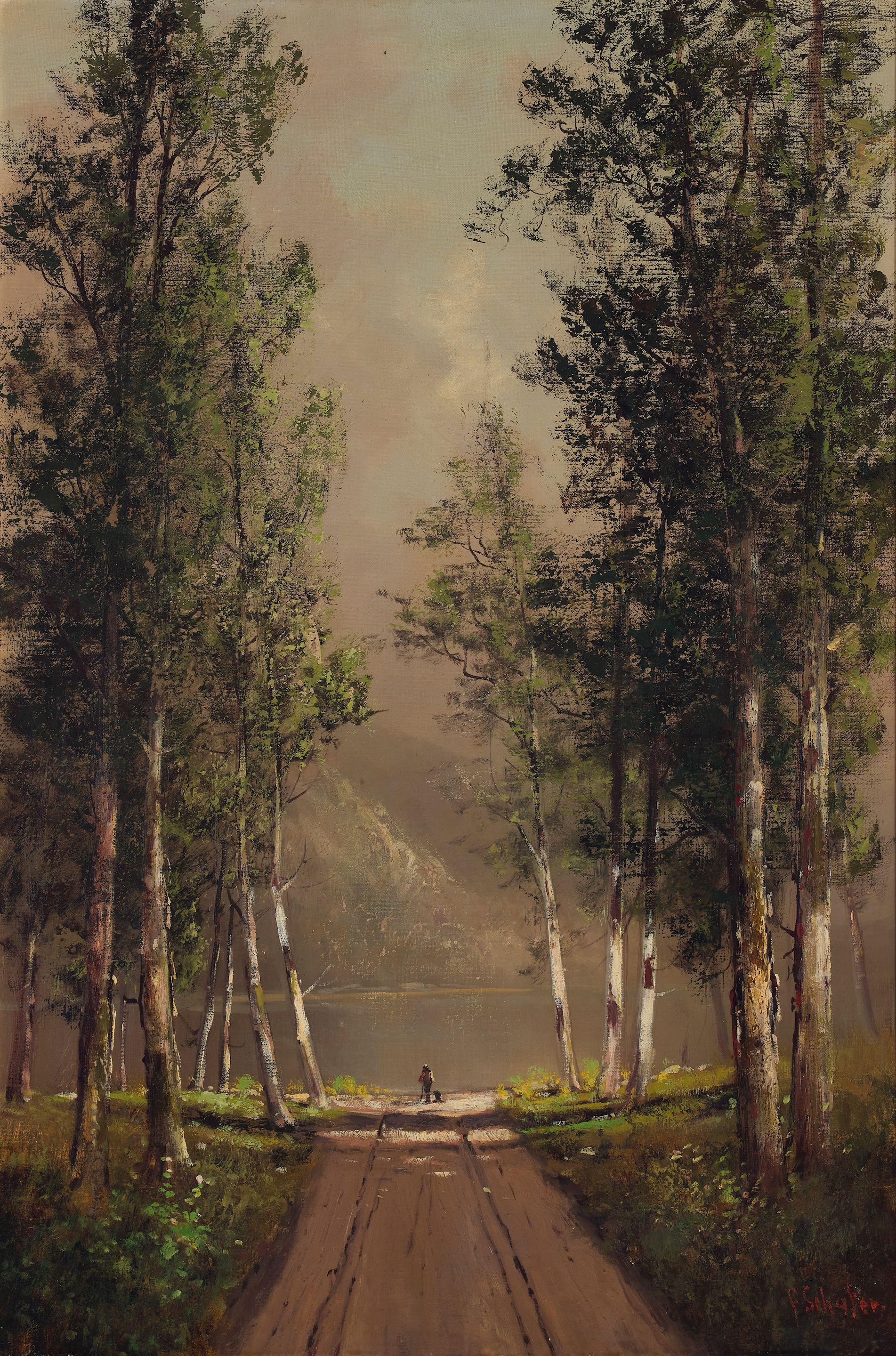 Frederick Schafer - Road through the Trees 30 x 20 in. framed 35 1/2 x 25 1/2 in.