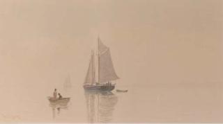 Frederick Schiller Cozzens - Fishing off the coast at calm