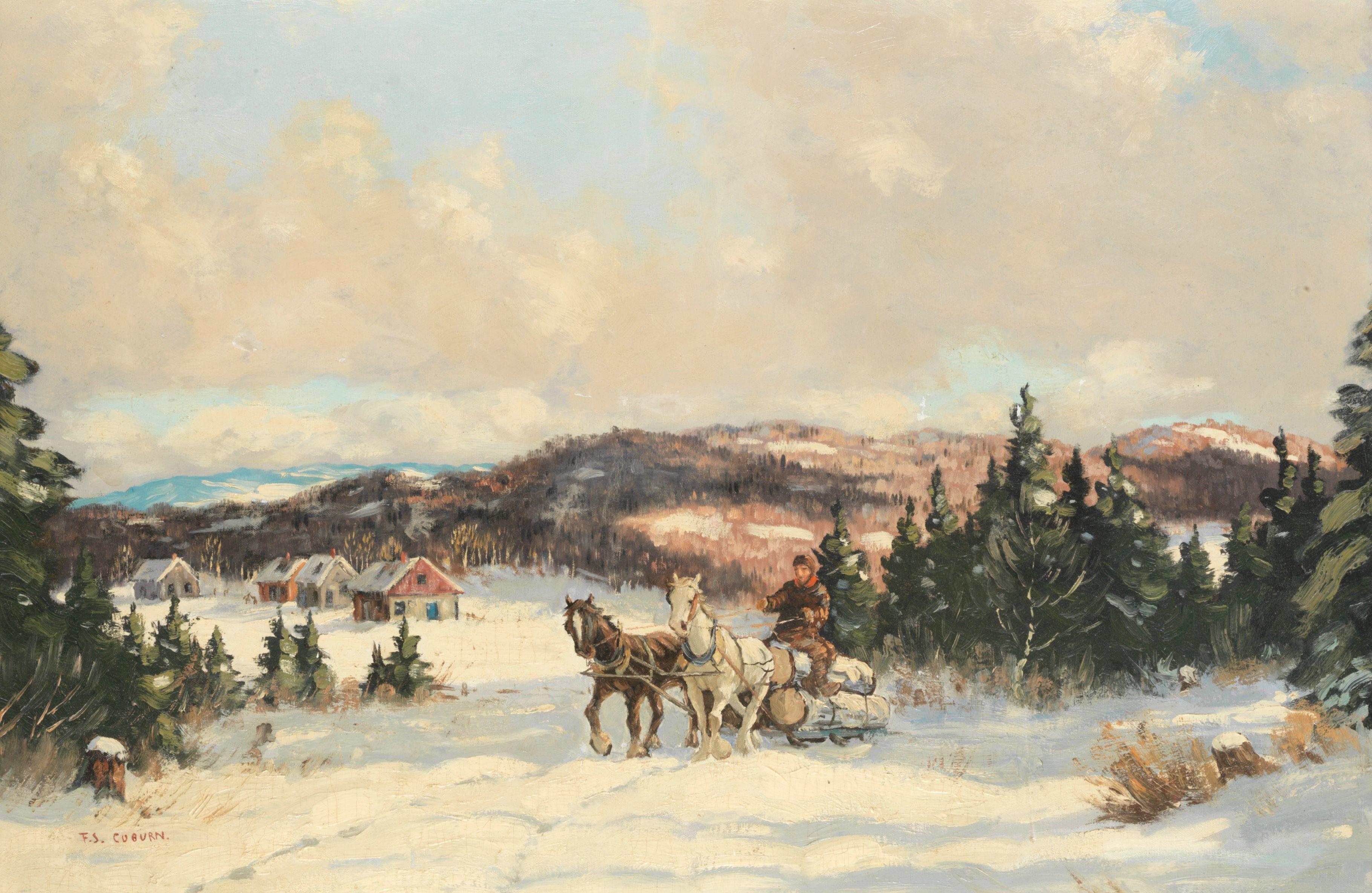 Frederick Simpson Coburn - Logging sledge in a winter landscape