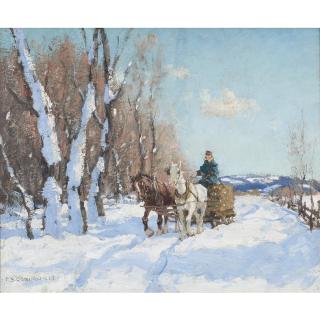 Frederick Simpson Coburn - Logging Team On A Winter Road