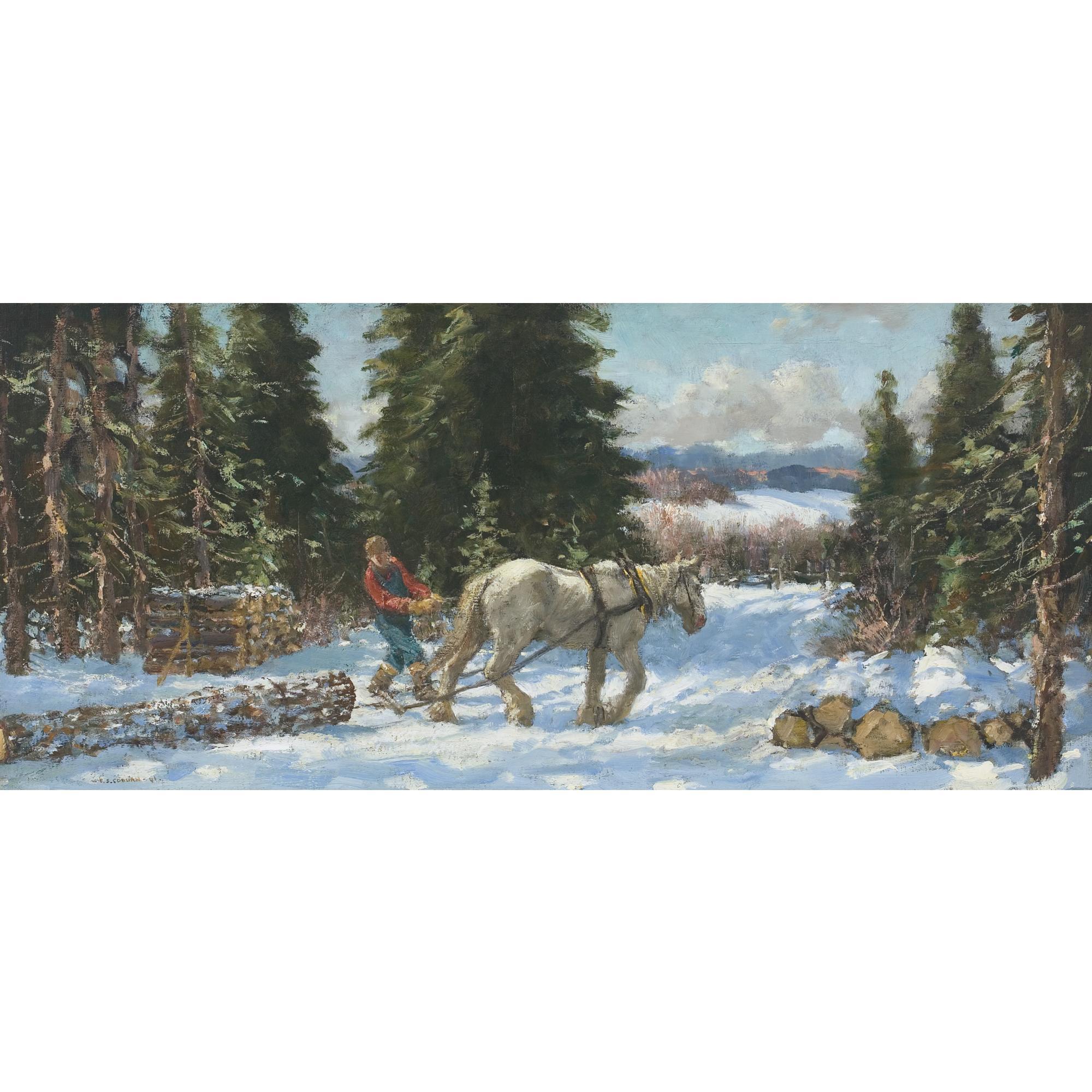 Frederick Simpson Coburn - Pulling The Chained Log To The Sledge