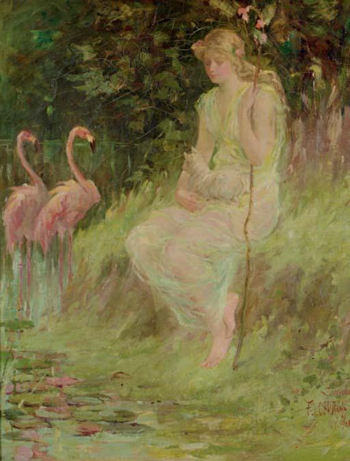 Frederick Stuart Church - Maiden with flamingos