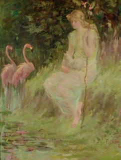 Frederick Stuart Church - Maiden with flamingos