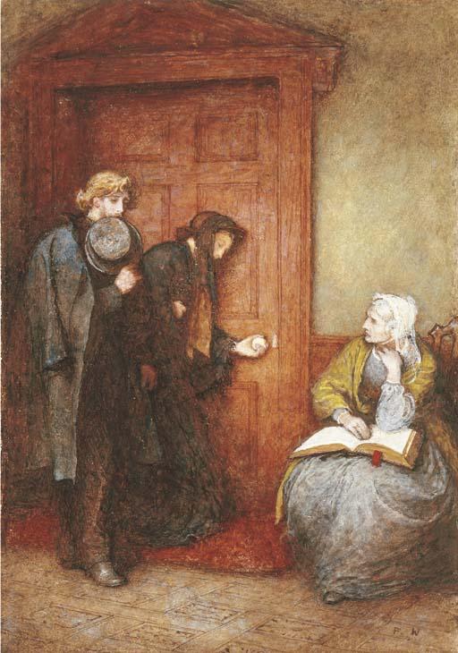 Frederick Walker, A.R.A. - At the Sick Man\'s Door; an illustration to Thackeray\'s \'Adventures of Philip\'