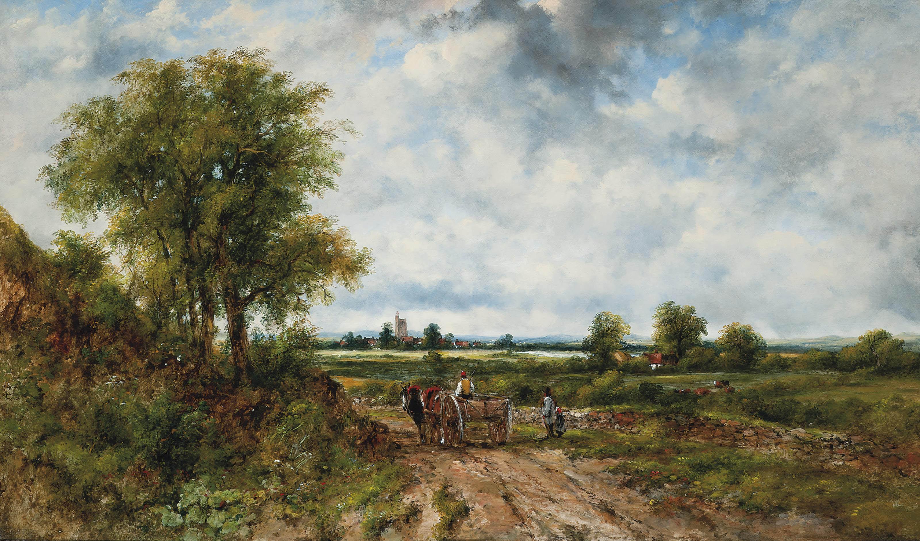 Frederick Waters Watts - A cart on a track, near Dedham Lock