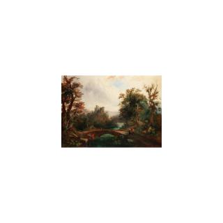 Frederick Waters Watts - An Extensive River Landscape With Ruins Beyond