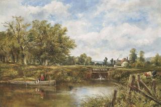 Frederick Waters Watts - Fishing by the lock