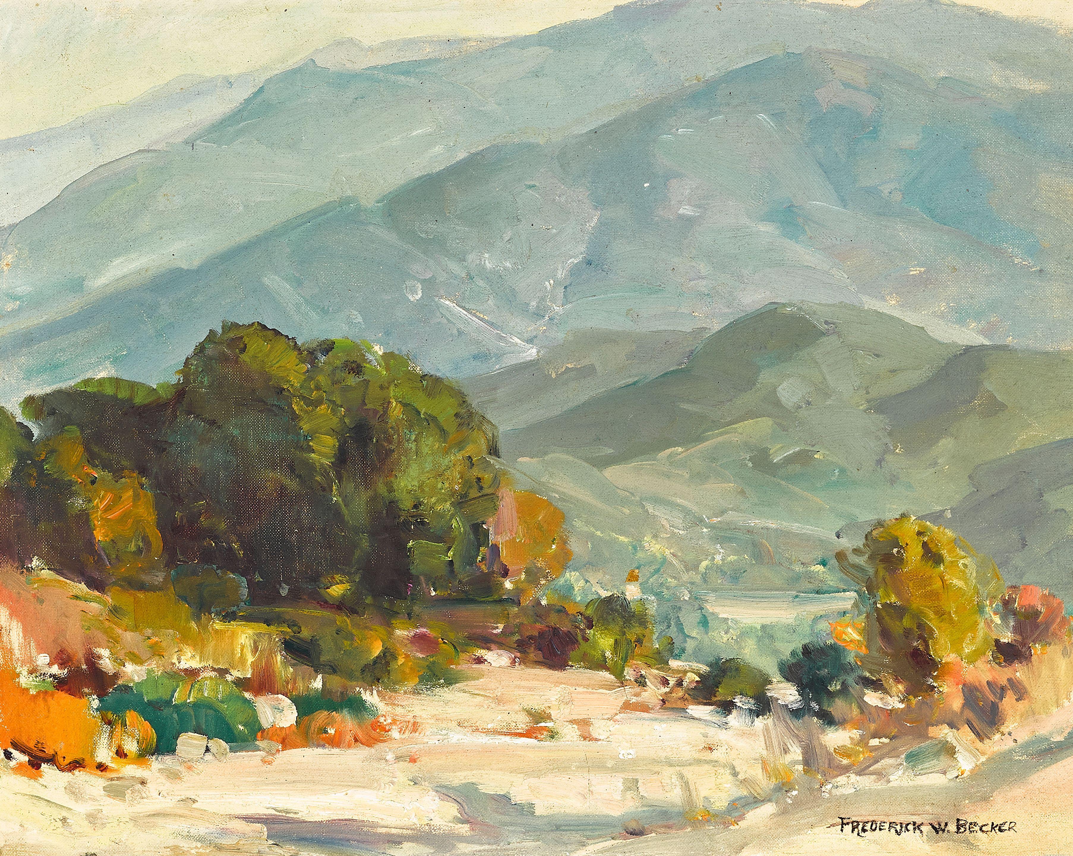 Frederick William Becker - Big Tujunga Canyon, Topanga Canyon Calif., Little Tujunga Canyon, Mt. Gleason, Balboa Boat Landing, and Creek landscape (a group of five)