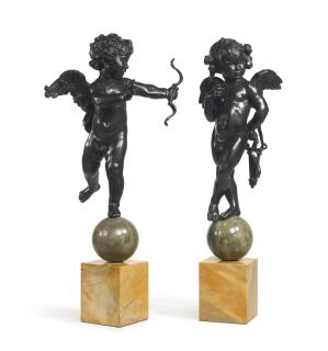 Frederick William Macmonnies - Cupid On The Warpath And Cupid Sulking (Cupidon): A Pair Of Sculptures