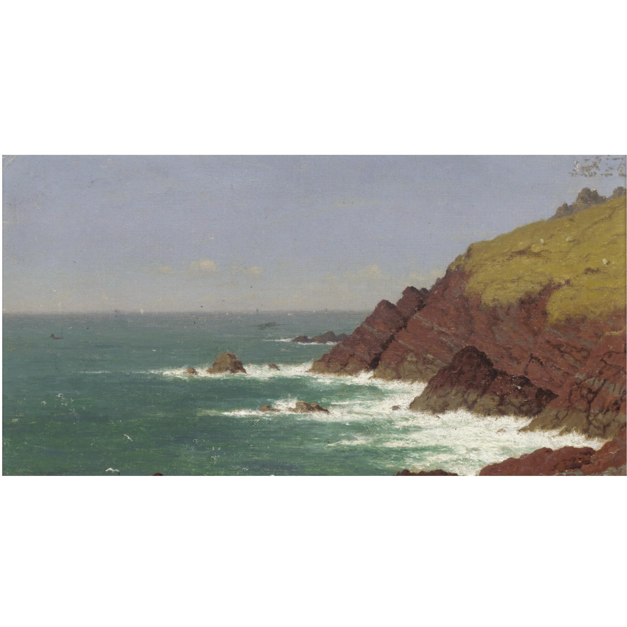Frederick William Meyer - Walking By The Sea; A Rocky Coast
