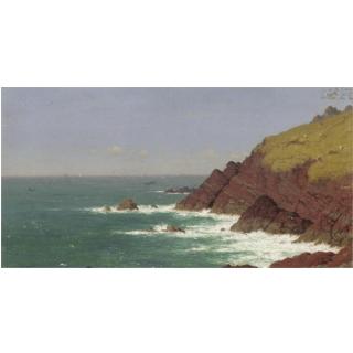 Frederick William Meyer - Walking By The Sea; A Rocky Coast